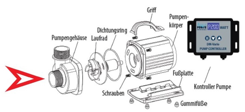 Pumpengehäuse für Aquaforte DM-10000 und 10000S Vario Pumpe