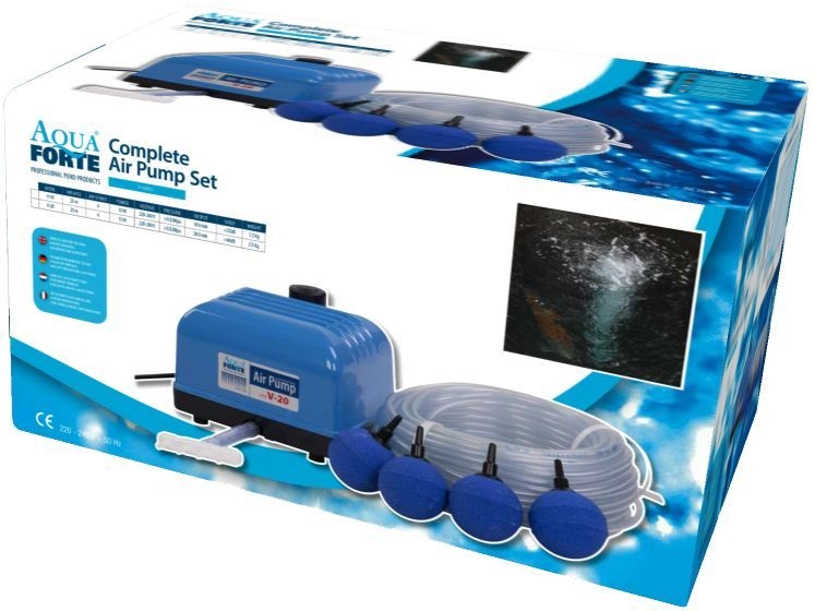 Aquaforte Luftpumpe Hi-Flow V-30 Belüftungsset für Koiteich